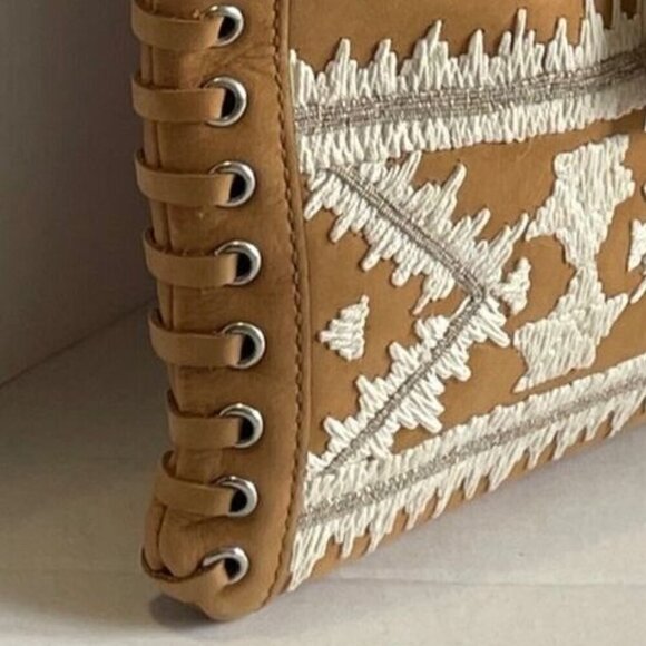 Rebecca Minkoff Moto Drawstring Leather Crossbody Bag Brown Suede Leather - Picture 8 of 10